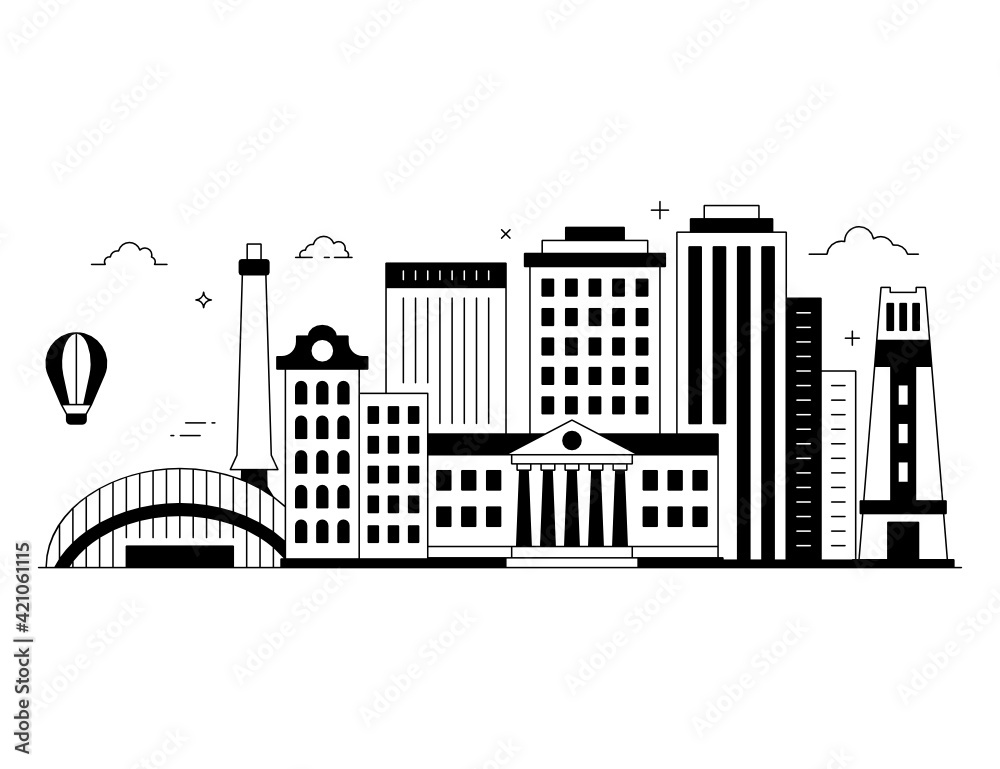 
Solid style illustration of raleigh, city landmark 

