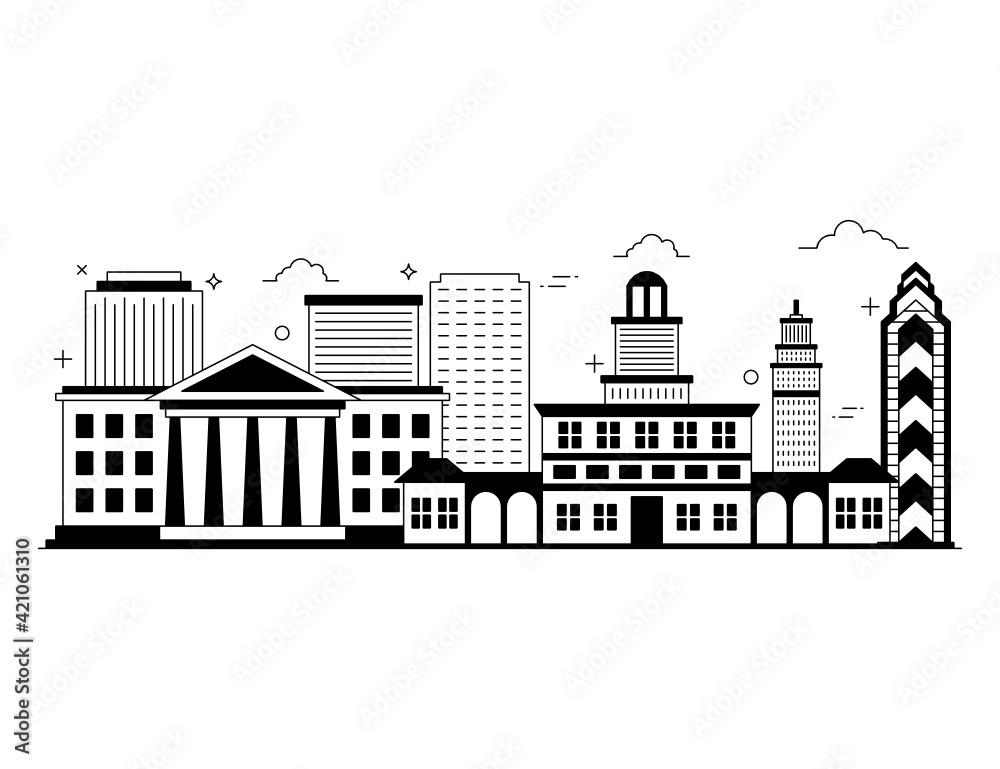 
Philadelphia glyph style illustration, largest city of pennsylvania

