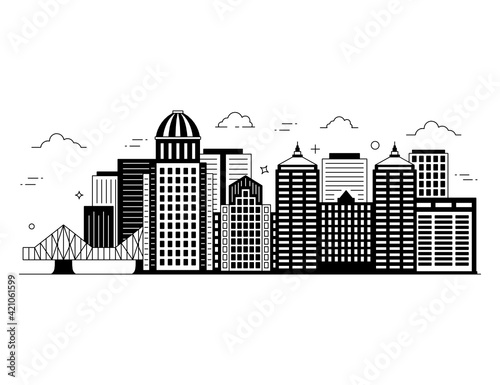  Louisville in editable glyph style illustration  city landmark   