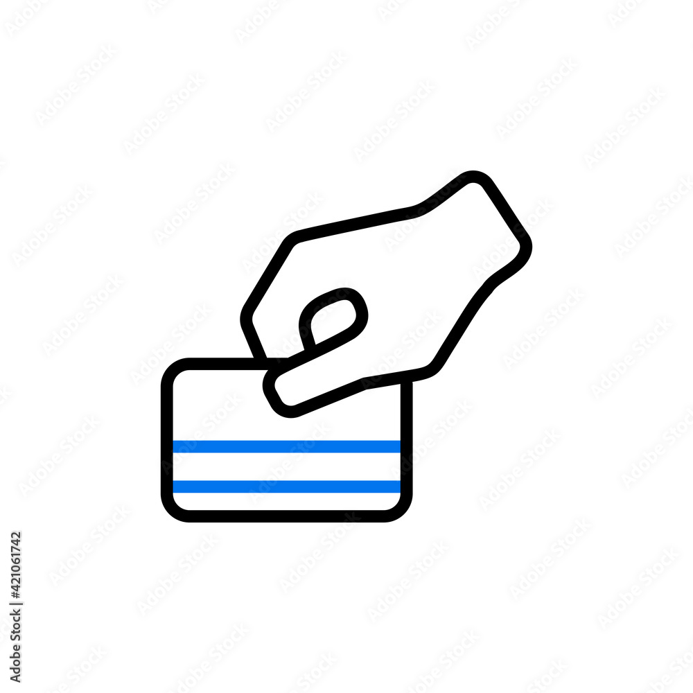 Fototapeta premium Hand swipe credit card during purchase icon