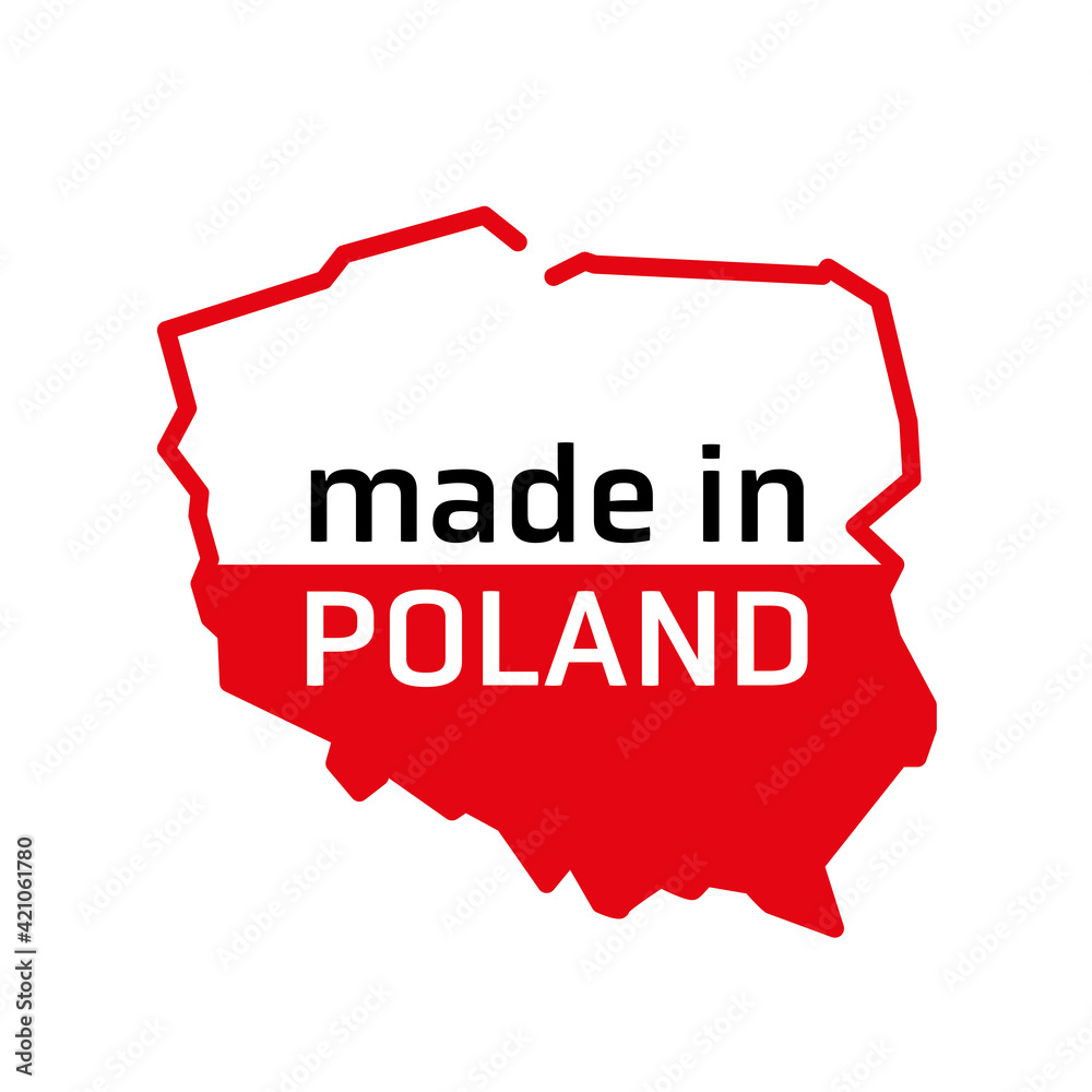 Mapa Polski flaga wyprodukowano w Polsce PRODUKT POLSKI made in poland znak ikona symbol na opakowania - obrazy, fototapety, plakaty 