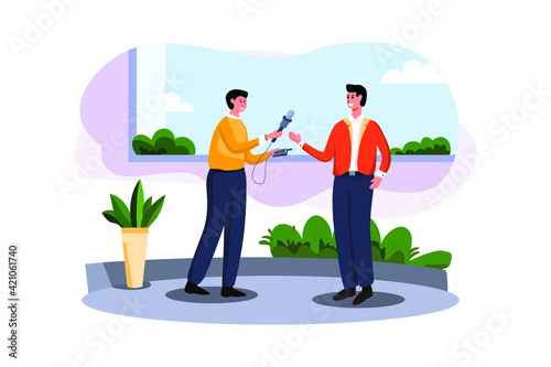 Businessman giving interview Illustration