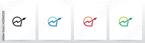 Line Chart On Outline Letter Logo Design Q