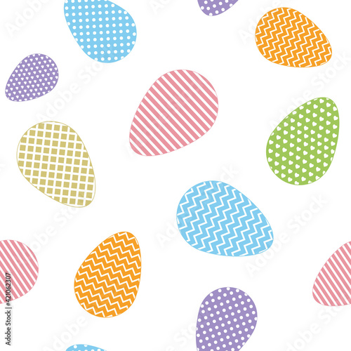 Easter eggs pattern with ornament, color isolated vector illustration