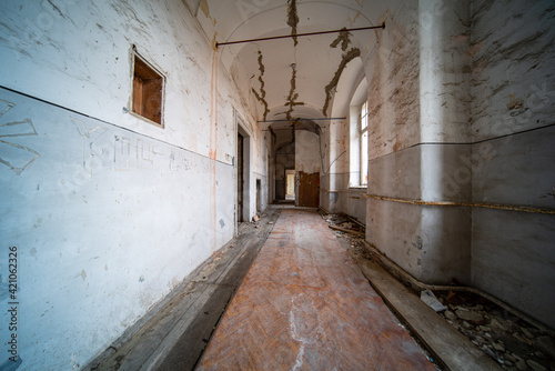 interior of an abandoned castle