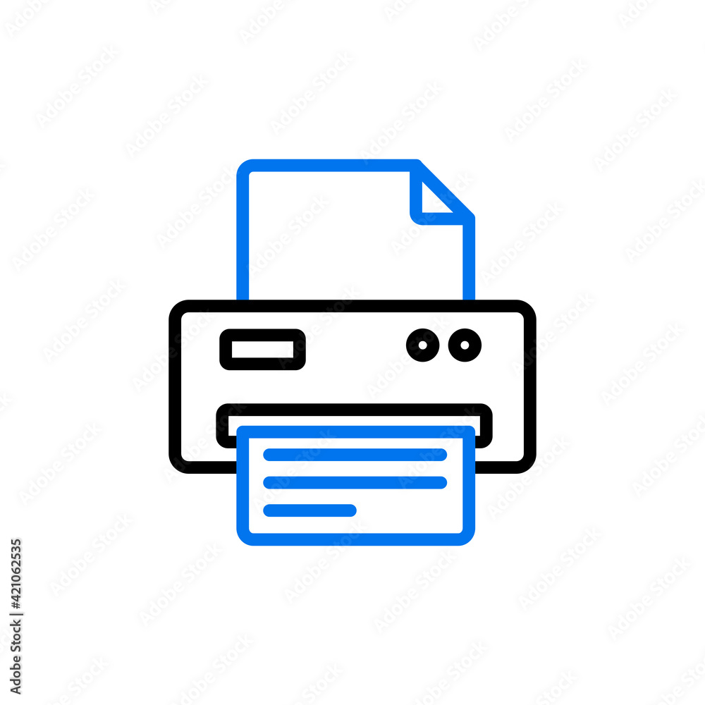 Printer vector outline icon isolated on the white Printer vector outline icon isolated on the white