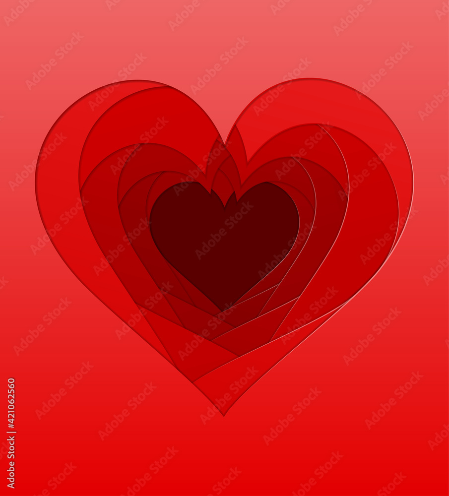 heart cut paper layers with shadow vector illustration heart cut paper layers with shadow vector illustration