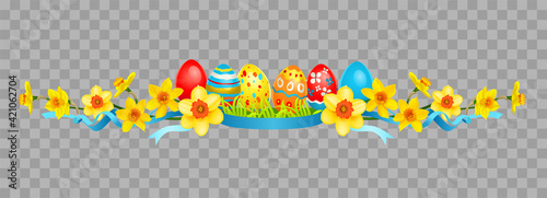 Easter floral decor on transparent background