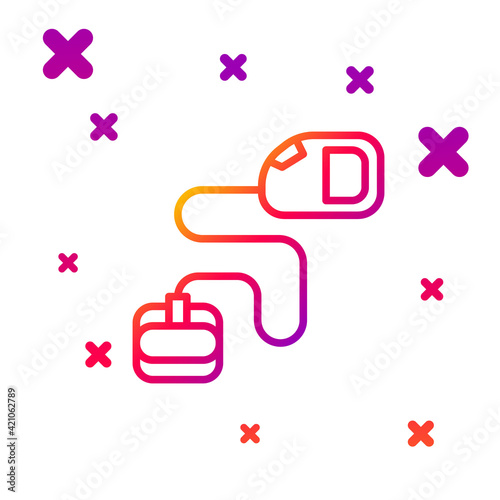 Color line Retractable cord leash with carabiner icon isolated on white background. Pet dog lead. Animal accessory for outdoors walk. Gradient random dynamic shapes. Vector