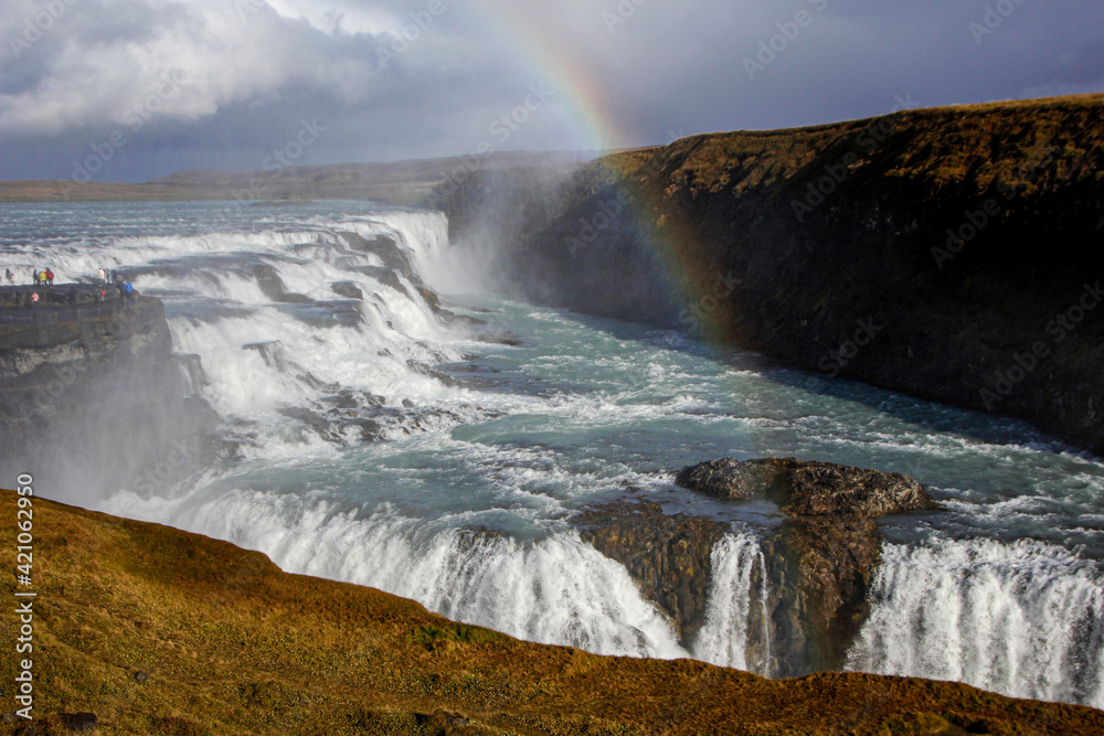 Gullfoss waterfall with rainbow, Golden Circle, Iceland