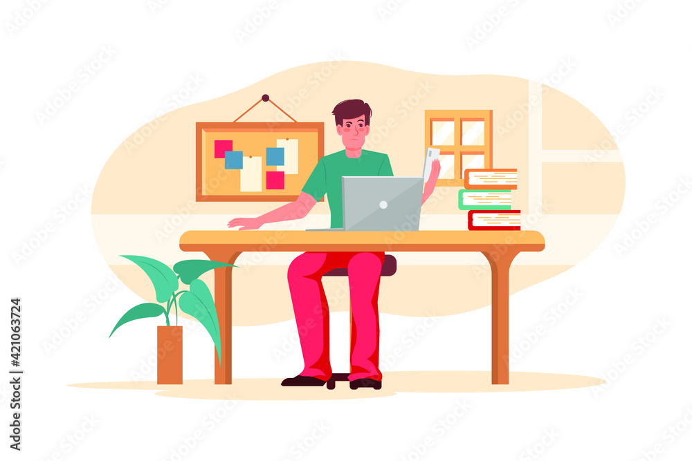 Fototapeta premium Male worker found solution of problem