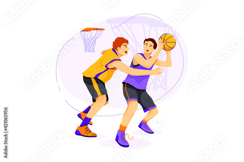 Students playing basketball at ground