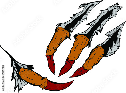 illustration of claws tearing fabric from inside