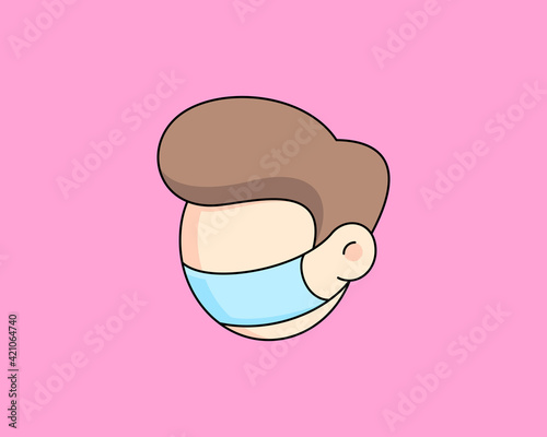 Blue Surgical Face Mask. Virus Protection. Breathing Respirator Mask. Health Care Concept. Vector Illustration.Medical protective mask, Prevent Coronavirus, protection factor for wuhan virus