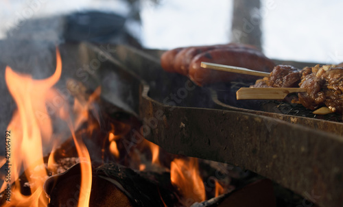 Sausage on fireplace