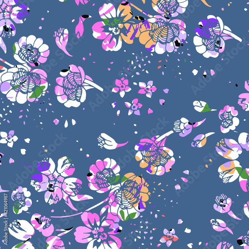 Floral seamless pattern For textile, wallpapers, print, wrapping paper. Vector stock illustration.