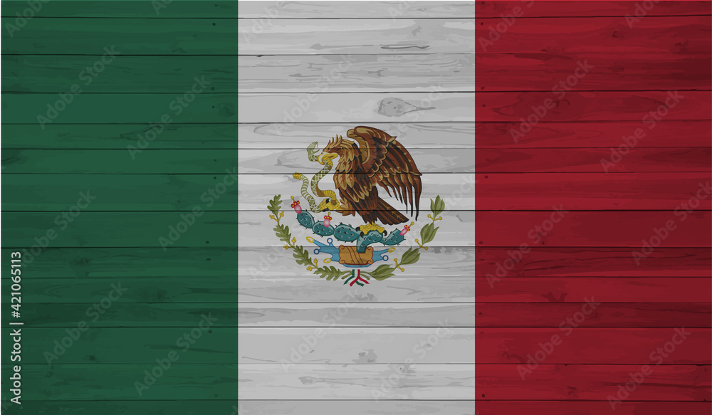 Mexico grunge, old, scratched style flag