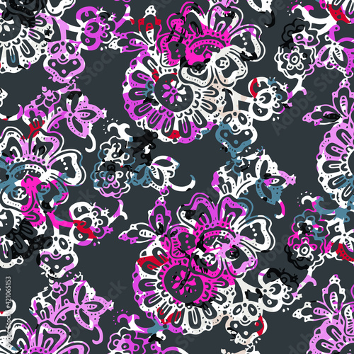 Floral seamless pattern For textile, wallpapers, print, wrapping paper. Vector stock illustration.