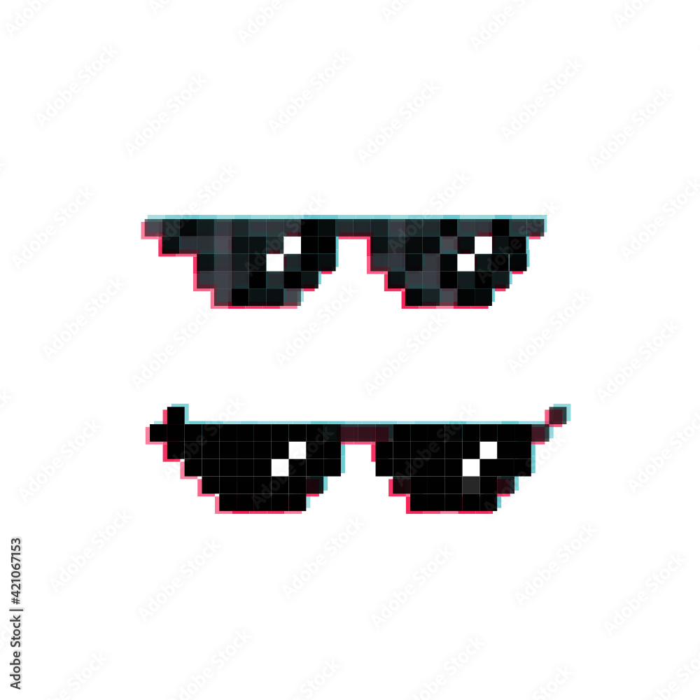 Fototapeta premium pixel glasses stock vector icon set 