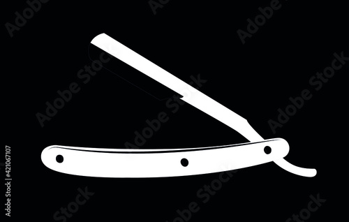 straight razor white on black background