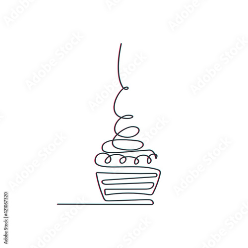 cupcake one line stock vector illustration © sachch