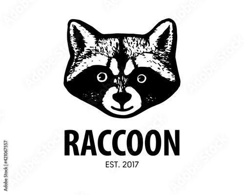Sign of raccoon. Wild animal symbol for company or sports team. Raccoons head logo. Vector illustration.