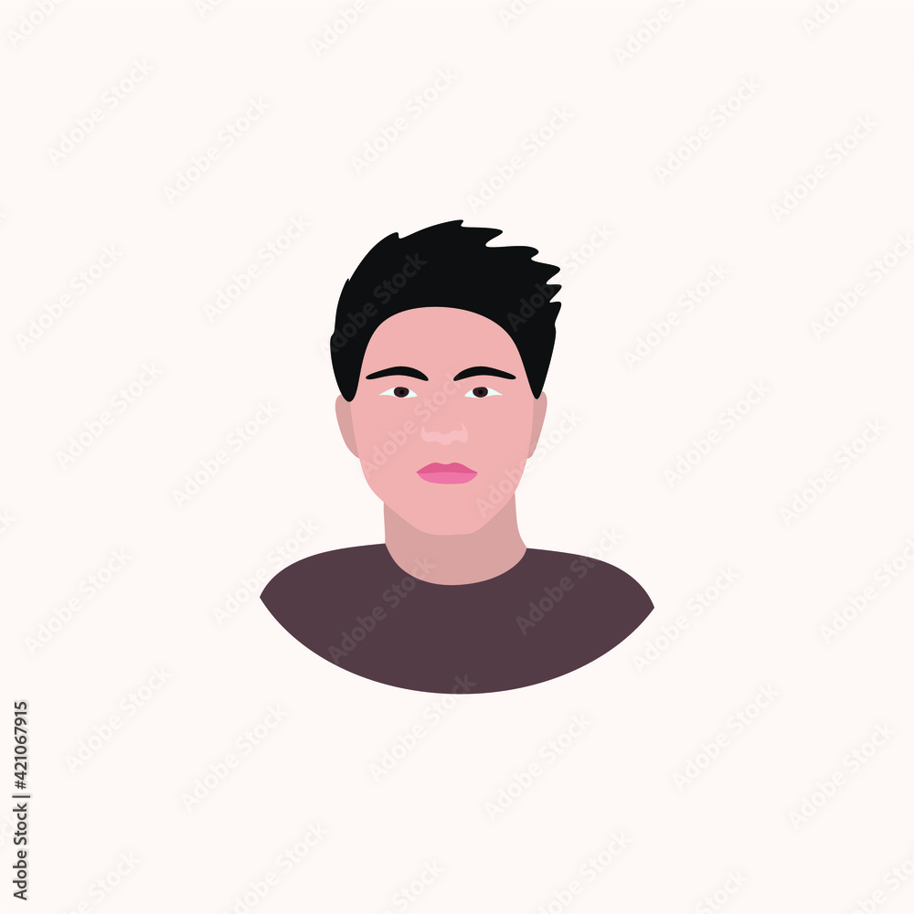 Portrait of an Asian man. Multiethnic and multiracial avatar. Vector flat illustration Portrait of an Asian man. Multiethnic and multiracial avatar. Vector flat illustration