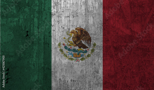 Mexico grunge, old, scratched style flag