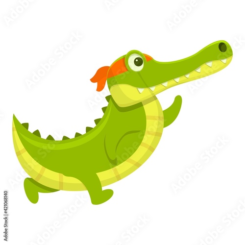 Running crocodile icon. Cartoon of Running crocodile vector icon for web design isolated on white background