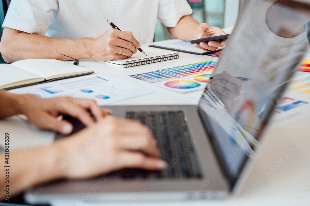 Startup team meeting in modern workplace with project ideas..