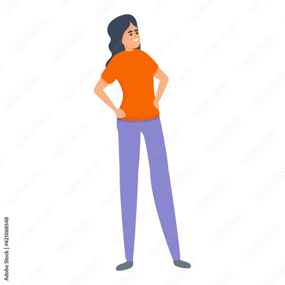 Girl self esteem icon. Cartoon of girl self esteem vector icon for web design isolated on white background