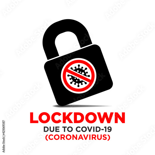 Lockdown due to coronavirus icon. Covid-19 Pandemic world lockdown for quarantine. Vector on transparent background