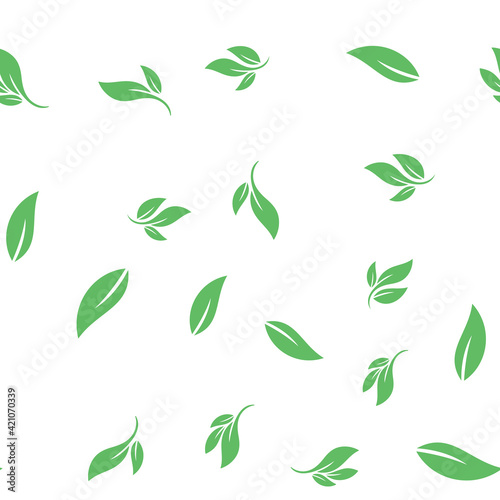 Leaves seamless pattern. Nature texture background. Leaf vector icon.