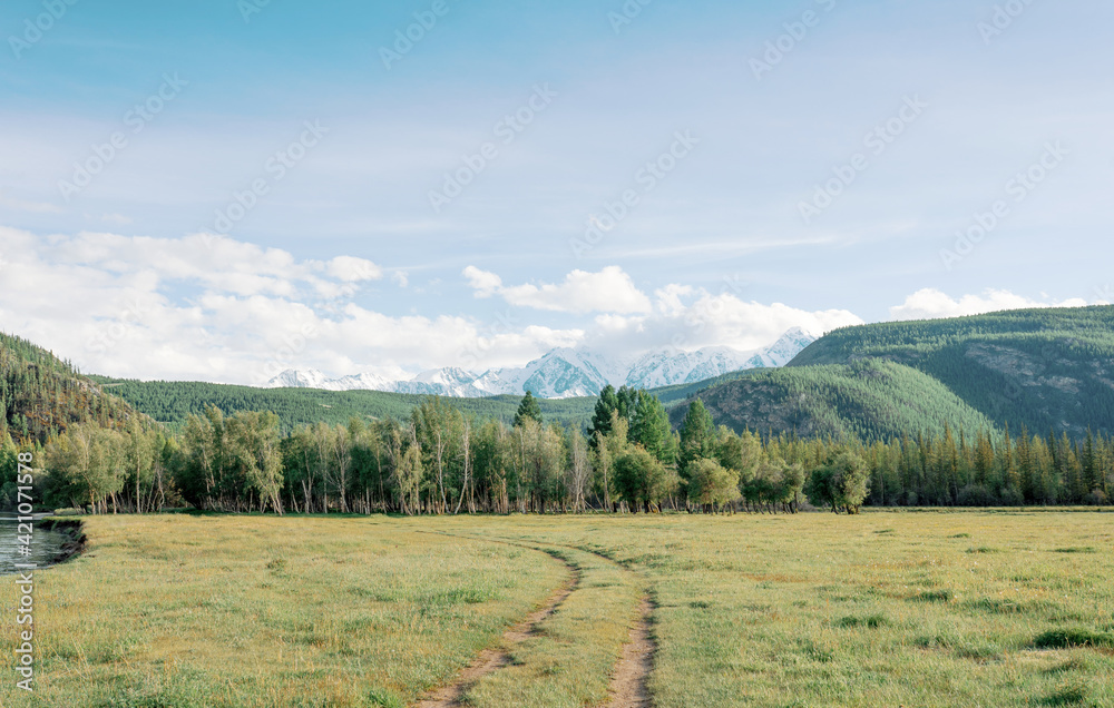 mountains and trail in Altai