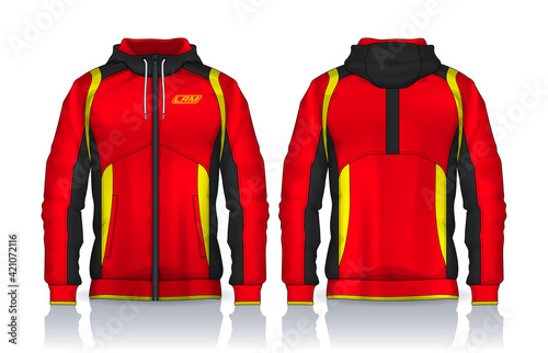 Hoodie shirts template. Jacket Design, Track Sportswear, front and back view.