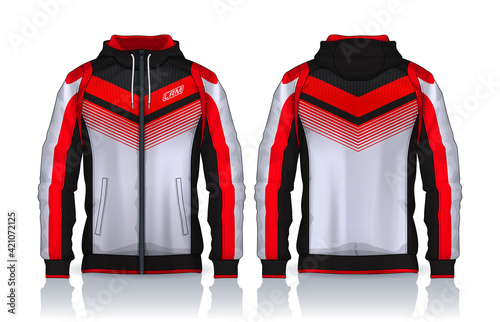 Hoodie shirts template. Jacket Design, Track Sportswear, front and back view.