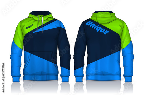 Hoodie shirts template. Jacket Design, Track Sportswear, front and back view.