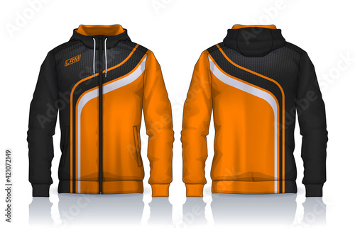 Hoodie shirts template. Jacket Design, Track Sportswear, front and back view.