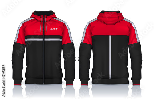 Hoodie shirts template. Jacket Design, Track Sportswear, front and back view.