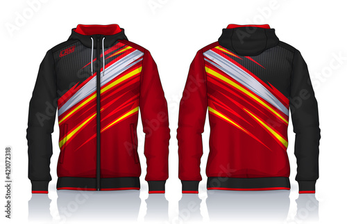 Hoodie shirts template. Jacket Design, Track Sportswear, front and back view.