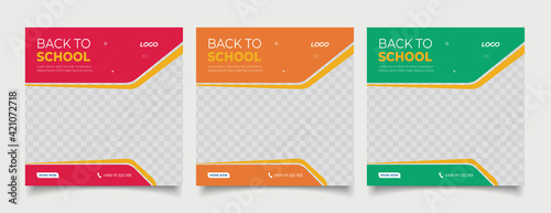 Modern abstract school admission business promotional social media banner template