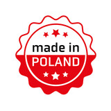Etykieta znak oznaczenie made in Poland, wyprodukowane w Polsce na opakowania. Wektor projekt. Best quality.