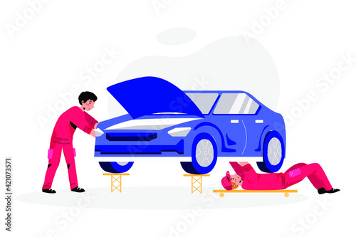 Car Repair Vector Illustration concept. Flat illustration isolated on white background. 