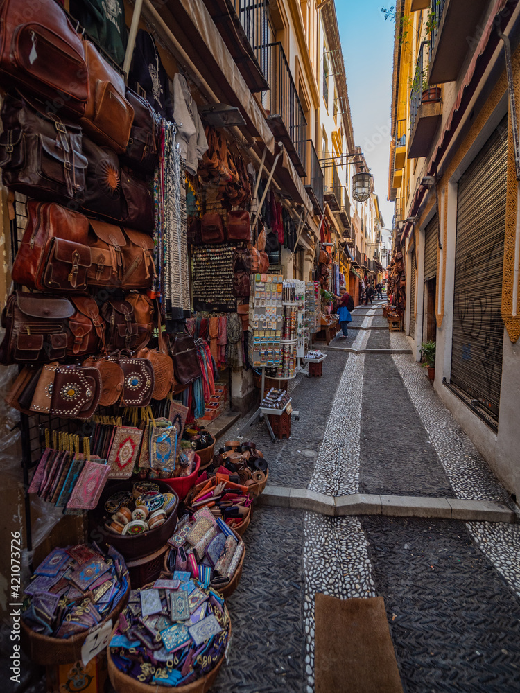 Street in the old town of Granada, Spain