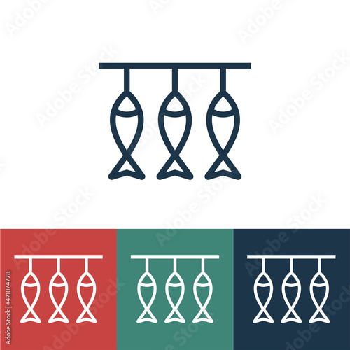 Linear vector icon with dried fish