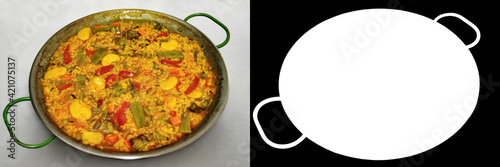 Vegetable paella. Typical valencian dish, vegan version. Image with clipping path