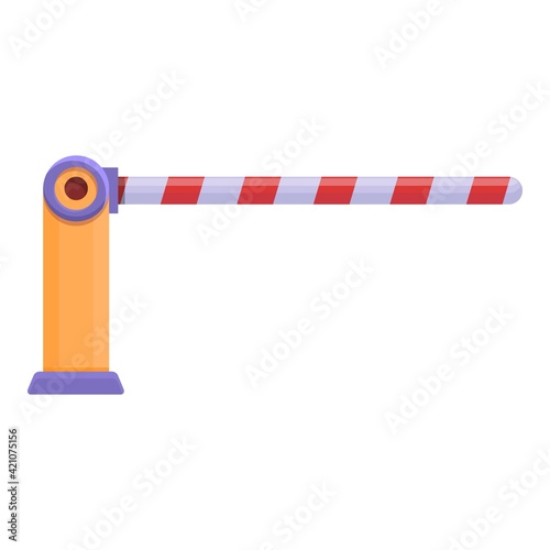 Railroad barrier sign icon. Cartoon of Railroad barrier sign vector icon for web design isolated on white background