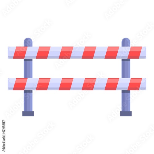 Railroad block barrier icon. Cartoon of Railroad block barrier vector icon for web design isolated on white background