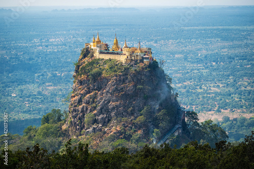 Mt Popa, an important pilgrimage site with numerous Nat temples and relic sites near Bagan, Mandalay Division, Myanmar (Burma). photo