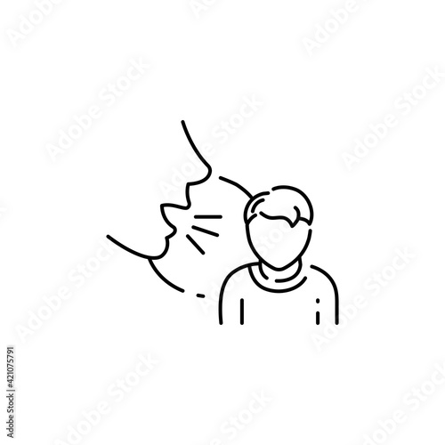 Parent bullying kid color line icon. Human rights. Child abuse. Violence in family.